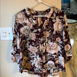 Burgundy Floral NY&Co. Blouse - NEVER WORN